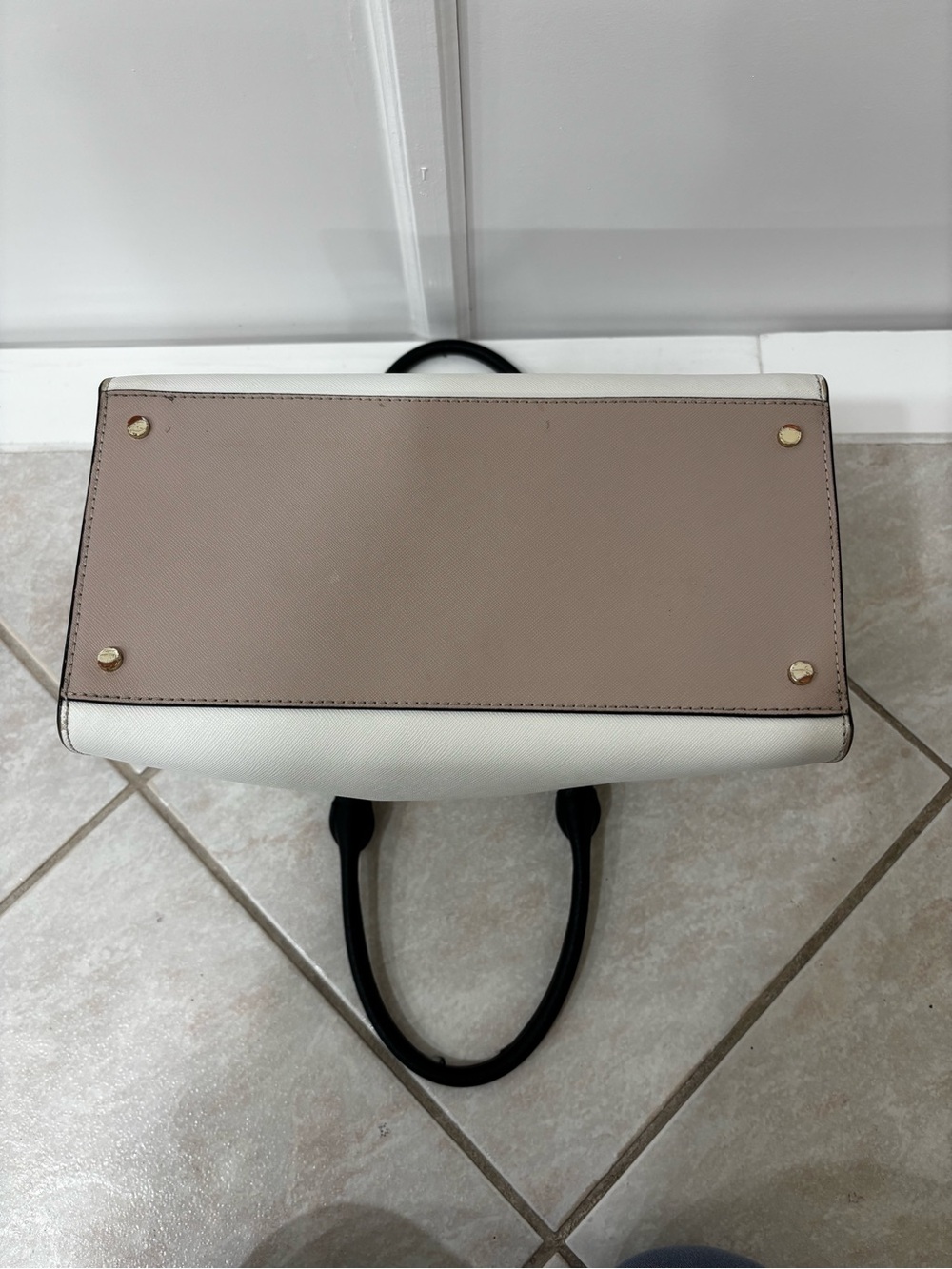 kate spade Two-Tone Satchel in White, Black and Taupe - Picture 10 of 14